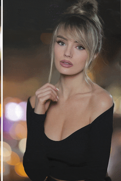 Photo d'une femme avant et après les retouches Photoshop - formation en ligne